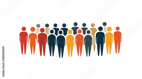 Diverse People Group Icon Vector Illustration User Crowd Silhouette
