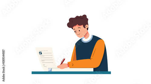 Young Guy Signing Document, Professional Business Concept Photo