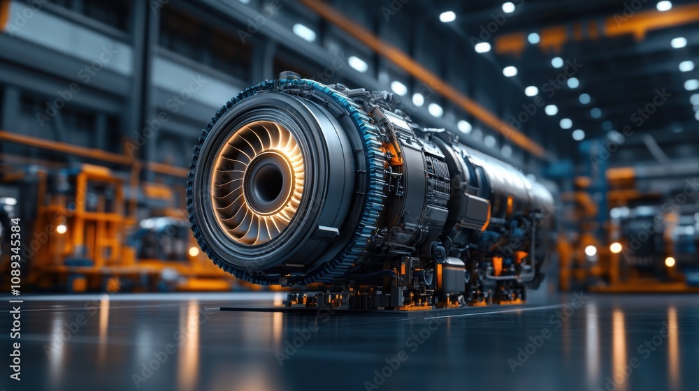 Futuristic Engine in Modern Power Plant Environment Futuristic Engine in Modern Power Plant Environment