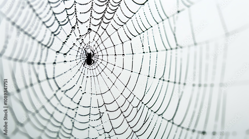 Spider web with dewdrops on white background. Spider web with dewdrops on white background.