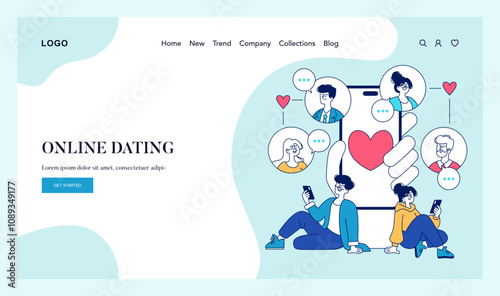 Online Dating. Flat Vector Illustration