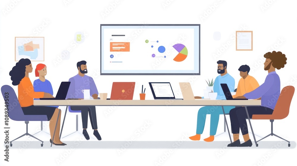 Team Meeting: Business Discussion and Collaboration