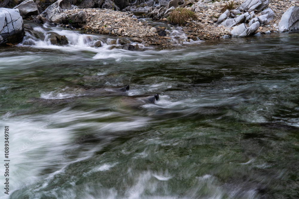 flowing water at the stream in the autumn valley flowing water at the stream in the autumn valley