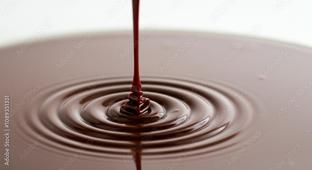 Luxurious molten pool of dark chocolate creating perfect ripples on smooth surface Luxurious molten pool of dark chocolate creating perfect ripples on smooth surface