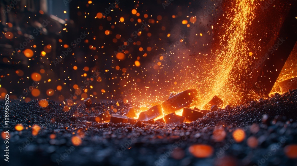 Sparks fly as molten metal meets the cool ground. This captivating scene reveals the beauty and power of industrial processes. Experience the heat and intensity. Generative AI Sparks fly as molten metal meets the cool ground. This captivating scene reveals the beauty and power of industrial processes. Experience the heat and intensity. Generative AI