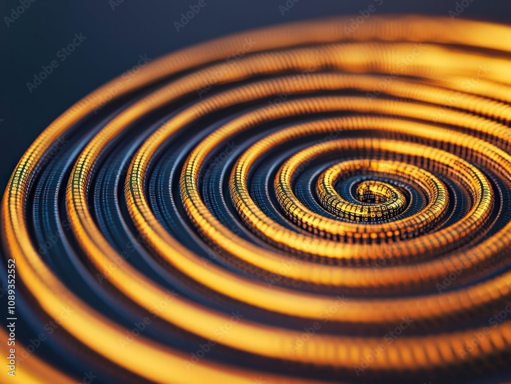 A close-up image of concentric spirals glowing in warm tones, creating an abstract pattern with depth and movement. A close-up image of concentric spirals glowing in warm tones, creating an abstract pattern with depth and movement.