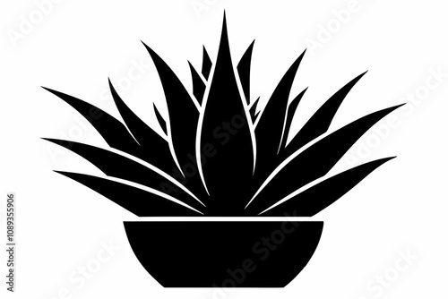 Aloe Vera Vector Silhouette, Agave plant vector, agave symbol