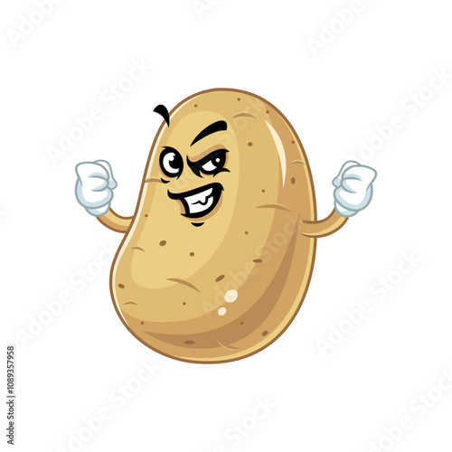 Strong Potato Cartoon Mascot.