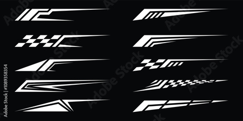 Wrap design for car vectors. Sports stripes, car stickers. Racing decals for tuning. Vector illustration
