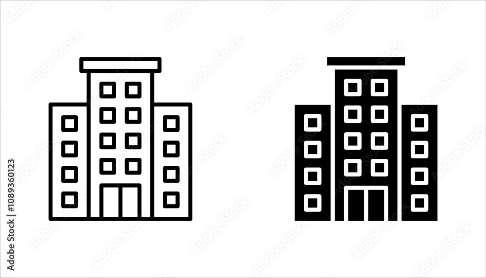 Buildings line icons set. Bank, Hotel, Courthouse. City, Real estate, Architecture buildings icons. vector illustration on white background Buildings line icons set. Bank, Hotel, Courthouse. City, Real estate, Architecture buildings icons. vector illustration on white background