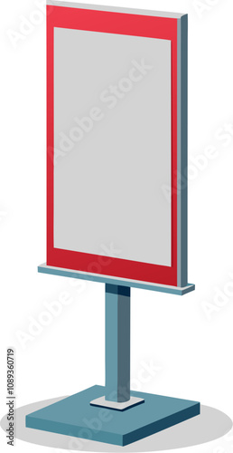 Side view of an ad stand or blank advertising board. Mockup template of ad signage easel