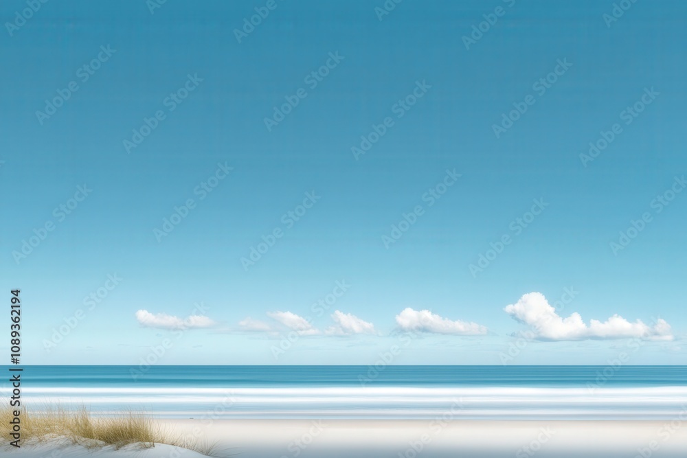 serene beach landscape with clear blue sky and gentle waves serene beach landscape with clear blue sky and gentle waves