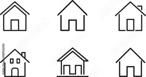 Home icons set, house icons set, Collection of home icons house icon line art outline vector on a white background
