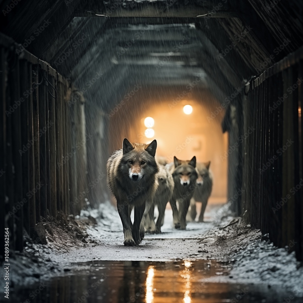 Fototapeta premium Wolves in the cave