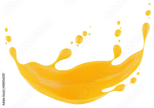 orange juice splash isolated on a white background. 3d render