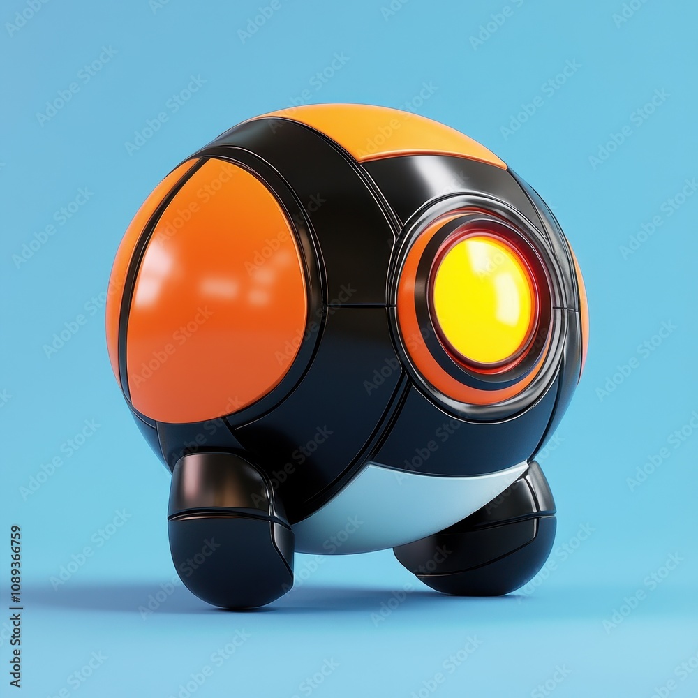 Obraz premium Futuristic Robotic Orb on a Vibrant Blue Background