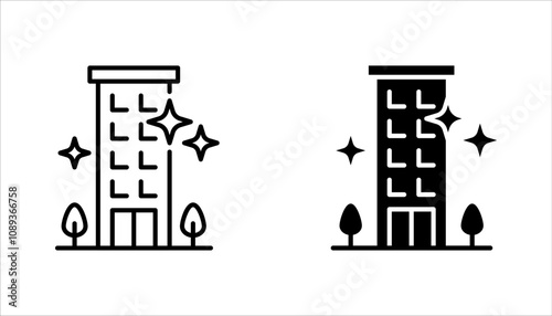 Office cleaning linear icon set. Apartment cleaning service. vector illustration on white background