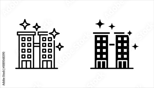 Office cleaning linear icon set. Apartment cleaning service. vector illustration on white background