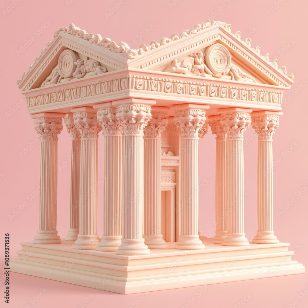 Fototapeta premium Ornate Ancient Greek or Roman Temple Model in Peach Tones