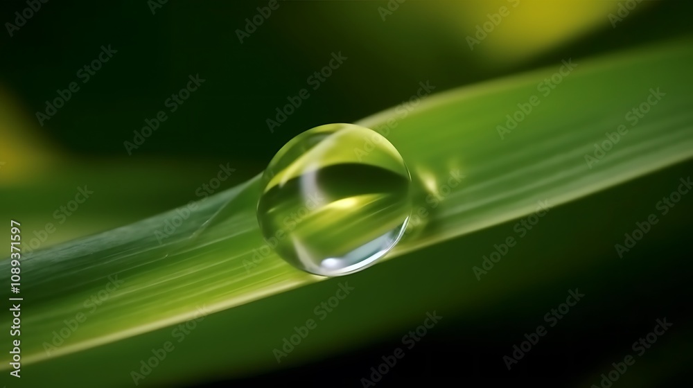 Dewdrop Resting on a Vibrant Green Leaf Dewdrop Resting on a Vibrant Green Leaf