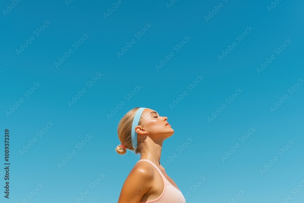 Young woman enjoying her fitness routine under a clear blue sky positive energy and athletic focus captured in an outdoor setting Young woman enjoying her fitness routine under a clear blue sky positive energy and athletic focus captured in an outdoor setting
