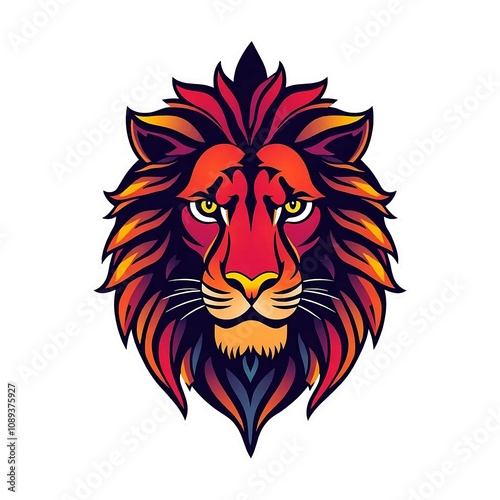 Colorful Abstract Lion Head with Modern Design photo