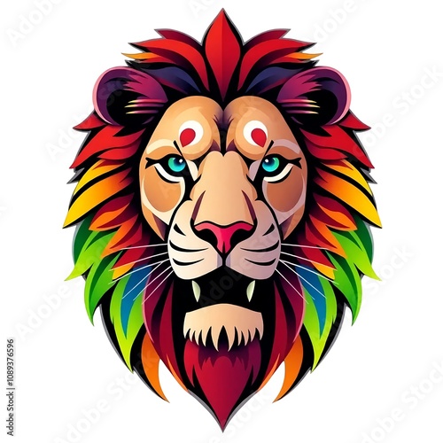 Colorful Abstract Lion Head with Modern Design