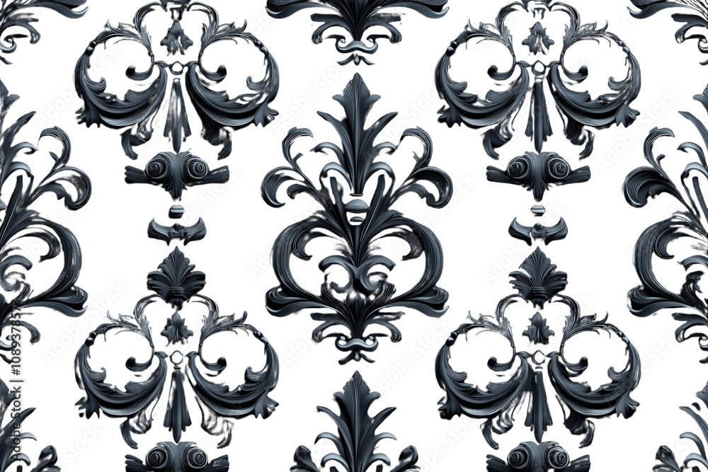 Elegant Black Damask Pattern on Dark Background Elegant Black Damask Pattern on Dark Background