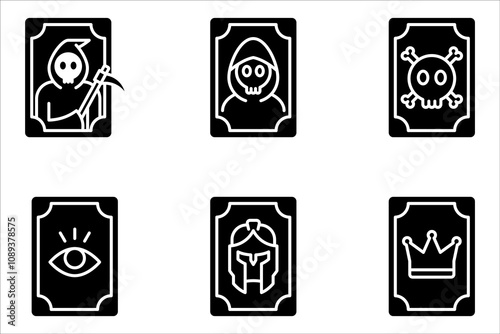 Tarot cards linear icon set. Magic and superstition. vector illustration on white background