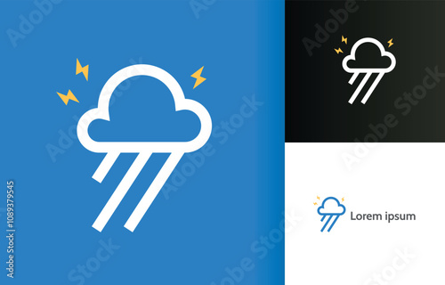 Rainy cloud climate and weather observation office logo company, logo vector template design. Ready to use, easy for edit