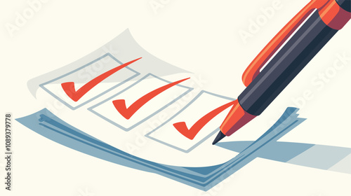 Check Box Circled with No Vote Poll Answer Vector - Professional Image for Voting, Survey, Decision Making - Adobe Stock