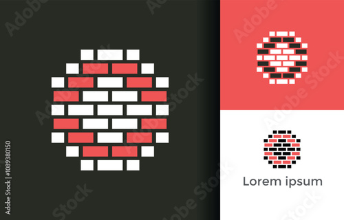 Brick construction smart bulding logo company, logo vector template design. Ready to use, easy for edit