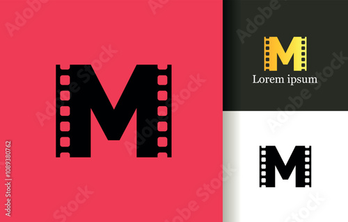 Movie clips initial m letter logo company, logo vector template design. Ready to use, easy for edit