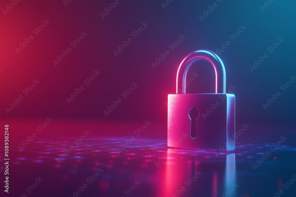 A secure padlock on digital background A secure padlock on digital background