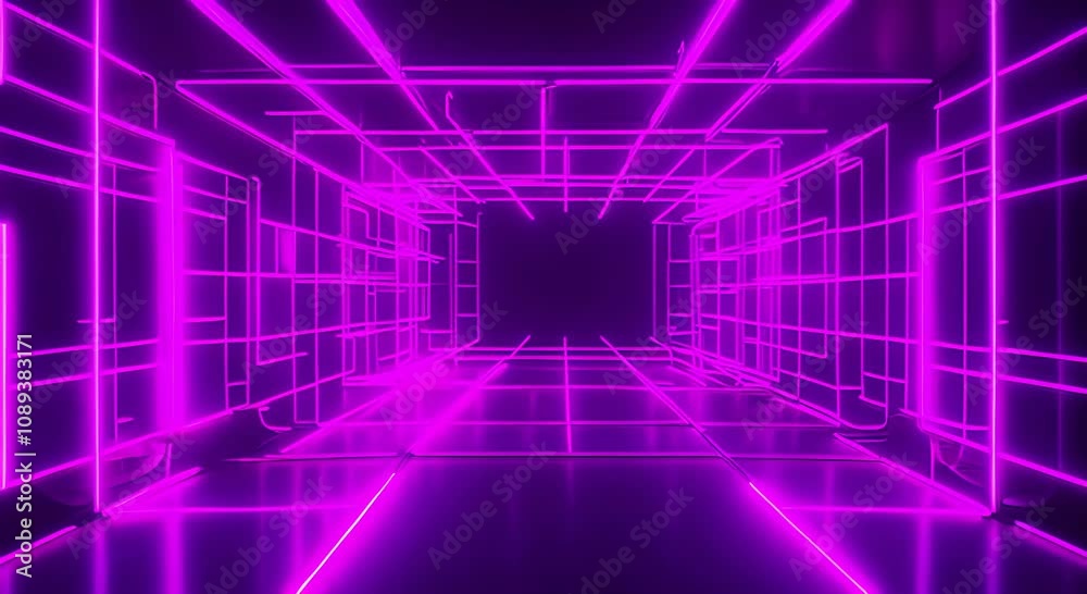 Square colored neon frame on black background with backlight 4K Square colored neon frame on black background with backlight 4K