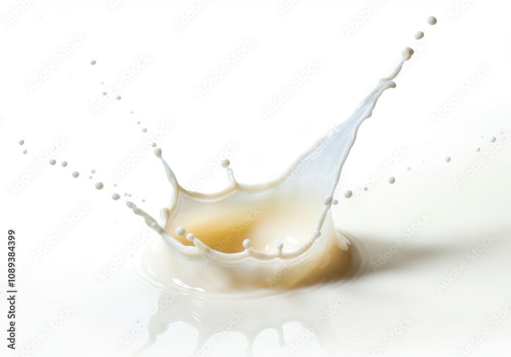 Milk is splashing and creating a crown shape against a white background Milk is splashing and creating a crown shape against a white background
