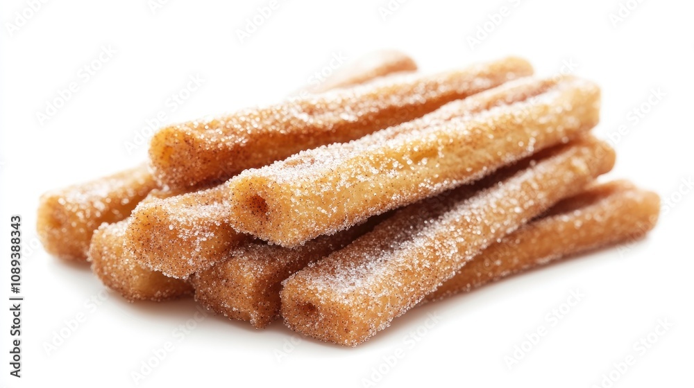 Cinnamon pastries dusted with sugar stacked on a white background, perfect for culinary presentations and recipes. Cinnamon pastries dusted with sugar stacked on a white background, perfect for culinary presentations and recipes.