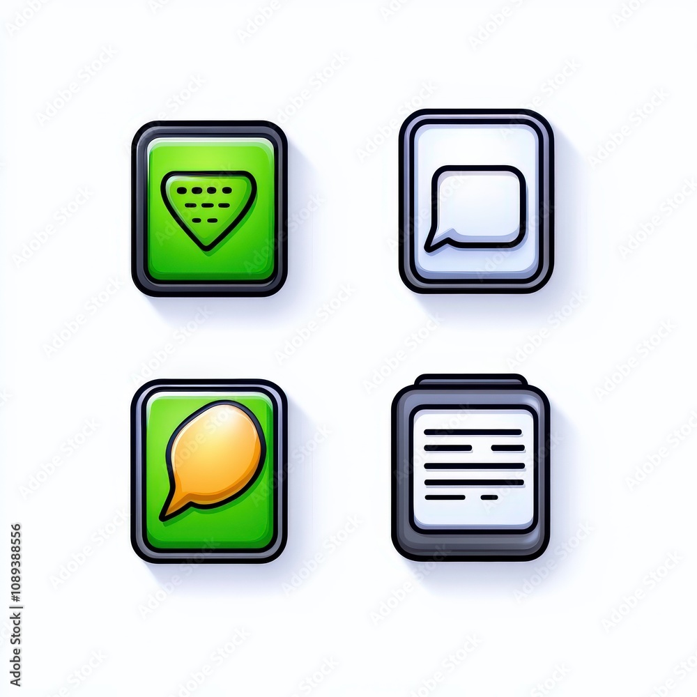 various communication icons representing messaging and notes various communication icons representing messaging and notes