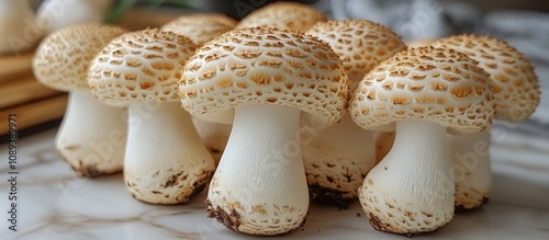 Close-up of Fresh White Mushrooms