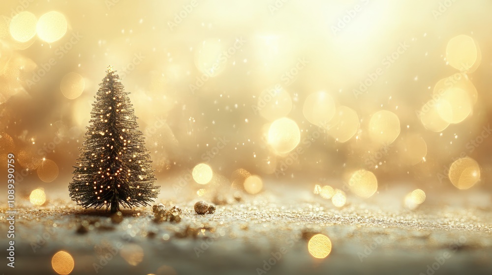 Naklejka premium golden christmas tree