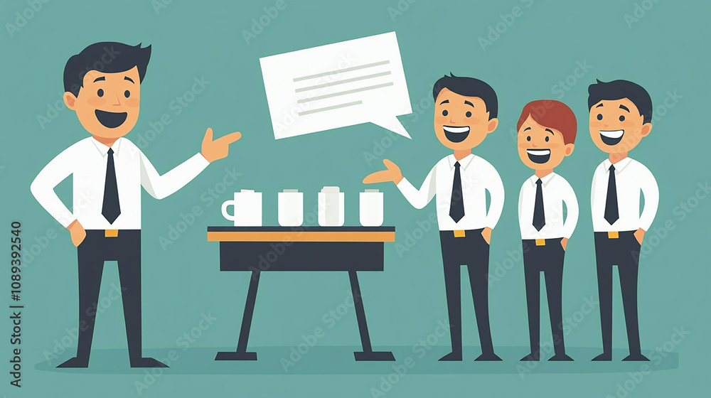 The manager enthusiastically speaks to the team, offering advice and strategic insights to achieve their goals. The manager enthusiastically speaks to the team, offering advice and strategic insights to achieve their goals.