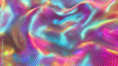 Pastel holographic triangulated background. Holographic Digital Grid. Illustration photo