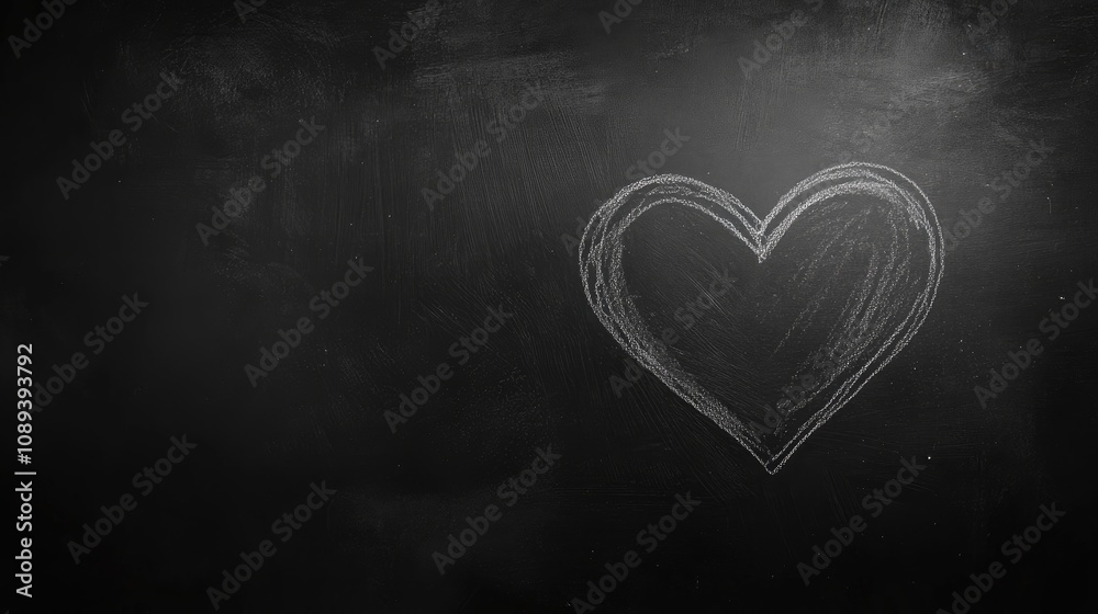 Minimalistic chalk heart outline on a blackboard with ample empty space, perfect for adding personalized text or drawings. Minimalistic chalk heart outline on a blackboard with ample empty space, perfect for adding personalized text or drawings.