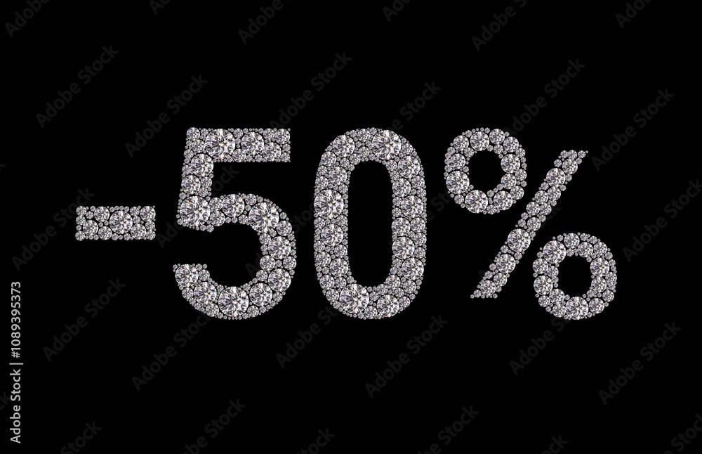 50 percent Diamond Numbers Banner on Black Background 50 percent Diamond Numbers Banner on Black Background