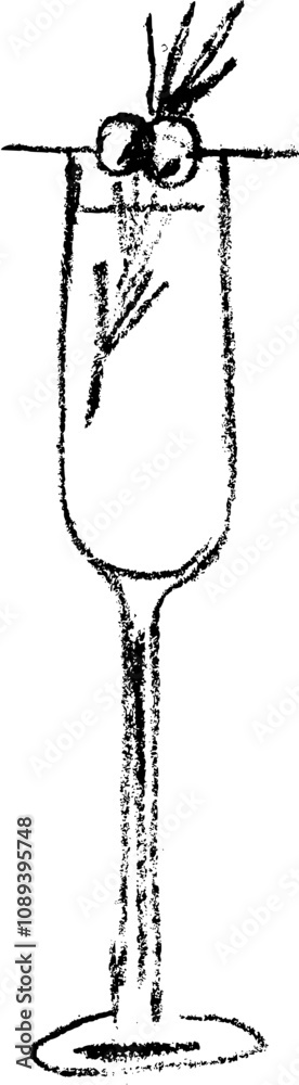 Fototapeta premium Christmas eve cocktail. Hand drawn vector sketch illustration