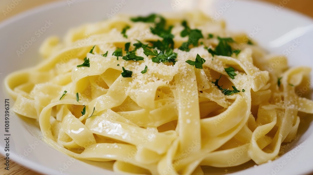 Gluten-free fettuccine pasta topped with fresh green herbs and a sprinkle of cheese, ideal for health-focused blogs and culinary inspiration. Gluten-free fettuccine pasta topped with fresh green herbs and a sprinkle of cheese, ideal for health-focused blogs and culinary inspiration.