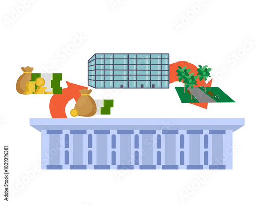 Eminent domain. Vector simple color flat illustration.