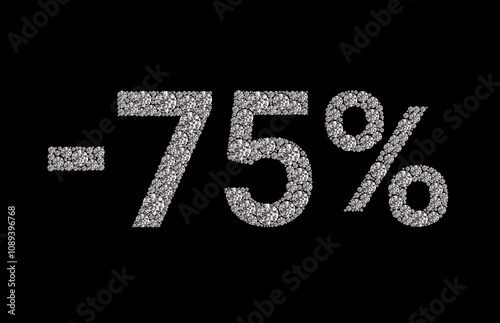 75 percent Diamond Numbers Banner on Black Background