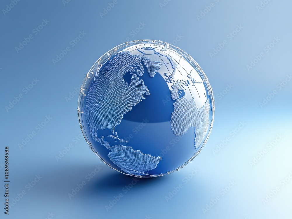 globe with a blue gradient background representing global connectivity and geography