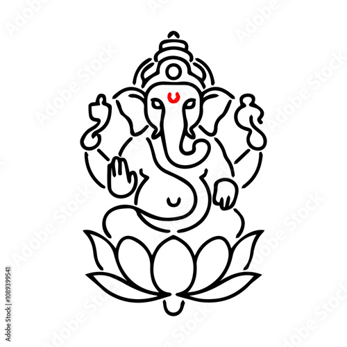 Lord Ganesha line art illustration